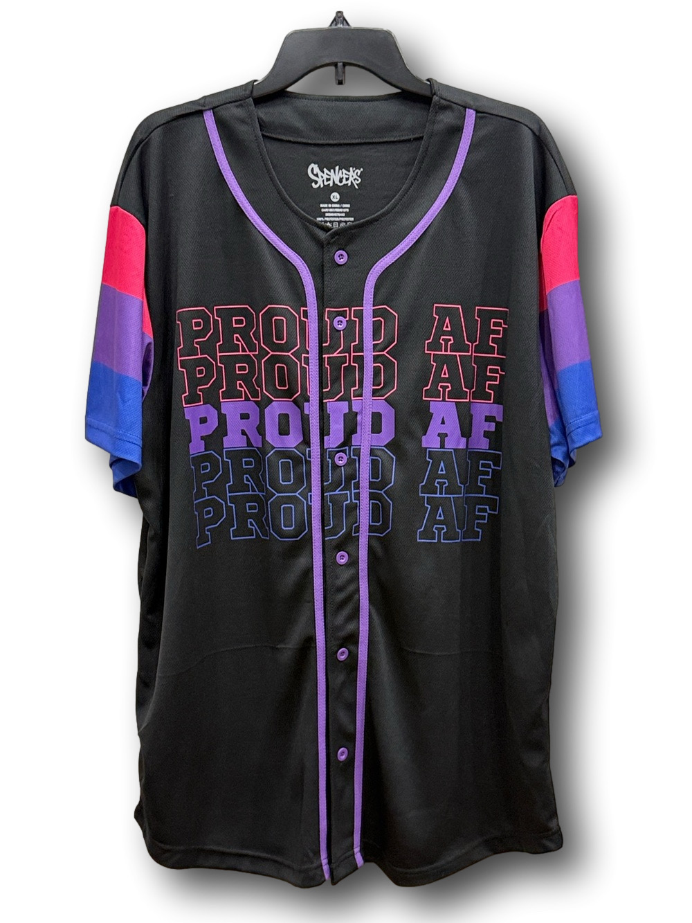 Pride "Proud AF" Bisexual Flag Print Baseball Jersey - Size Extra Large XL - NWT